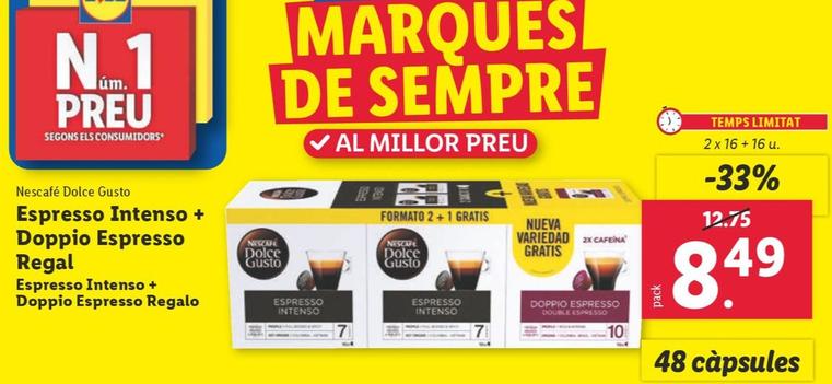 Oferta de Nescafé® Dolce Gusto® - Espresso Intenso + Doppio Espresso Regal por 8,49€ en Lidl