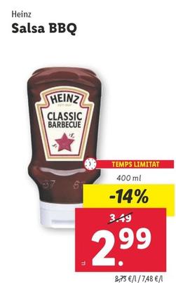 Oferta de Heinz - Salsa BBQ por 2,99€ en Lidl