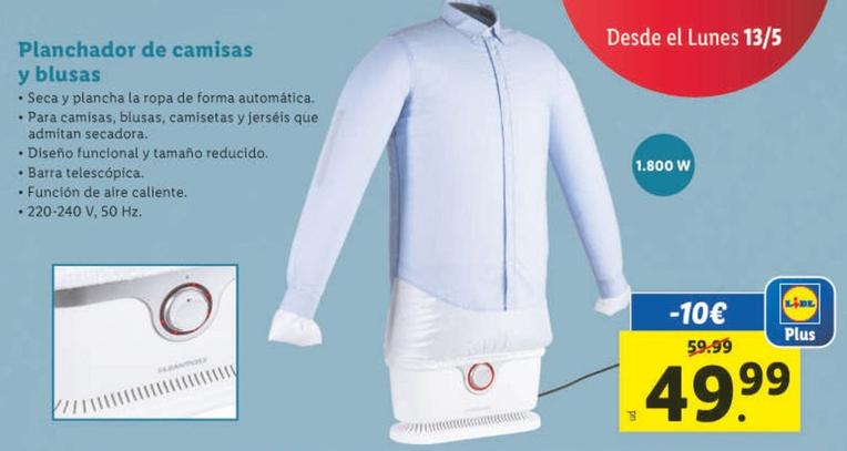 Oferta de Planchador De Camisas y Blusas por 49,99€ en Lidl