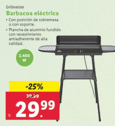 Oferta de Grillmeister - Barbacoa Electrica por 29,99€ en Lidl