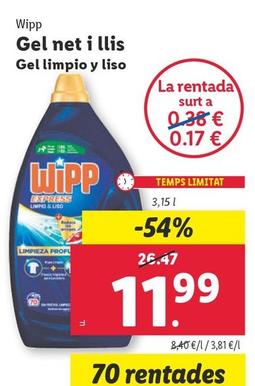 Oferta de Wipp - Gel Limpio Y Liso por 11,99€ en Lidl