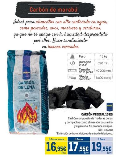 Oferta de Carbón vegetal por 19,95€ en Makro