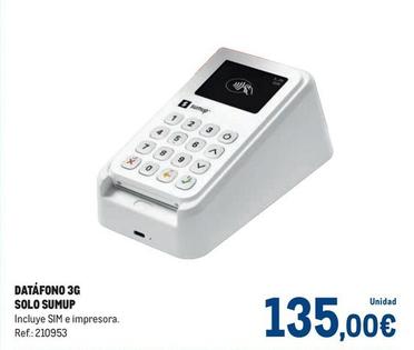 Oferta de Datáfono 3g Solo Sumup por 135€ en Makro