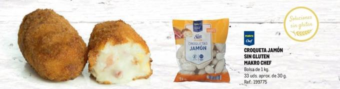 Oferta de Makro Chef - Croqueta Jamón Sin Gluten  por 2,99€ en Makro