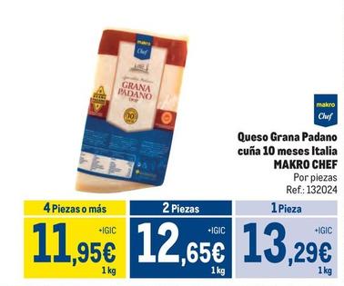 Oferta de Makro Chef - Queso Grana Padano Cuña 10 Meses Italia por 13,29€ en Makro