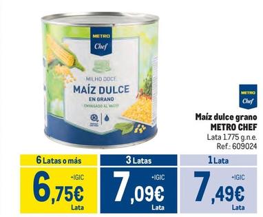 Oferta de Metro Chef - Maíz Dulce Grano por 7,49€ en Makro