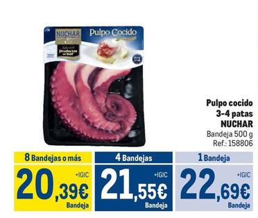 Oferta de Nuchar - Pulpo Cocido 3-4 Patas por 22,69€ en Makro