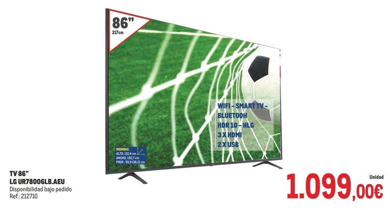 Oferta de LG - Tv 86" UR78006LB.AEU por 1099€ en Makro
