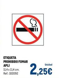 Oferta de Apli - Etiqueta Prohibido Fumar por 2,25€ en Makro