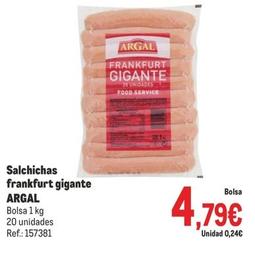 Oferta de Argal - Salchichas Frankfurt Gigante por 4,79€ en Makro