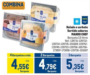 Oferta de Makro Chef - Helado O Sorbete Surtido Sabores  por 5,35€ en Makro