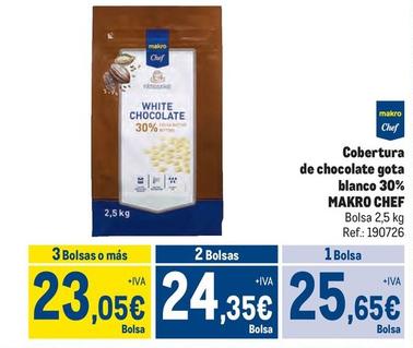 Oferta de Makro Chef - Cobertura De Chocolate Gota Blanco 30%  por 25,65€ en Makro