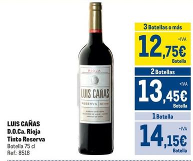 Oferta de Luis Cañas - D.O.Ca. Rioja Tinto Reserva por 14,15€ en Makro