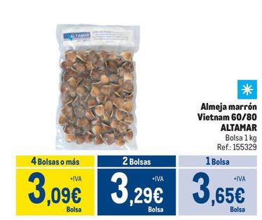 Oferta de Altamar - Almeja Marrón Vietnam 60/80 por 3,65€ en Makro