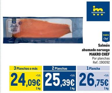 Oferta de Makro Chef - Salmón Ahumado Noruego por 26,75€ en Makro