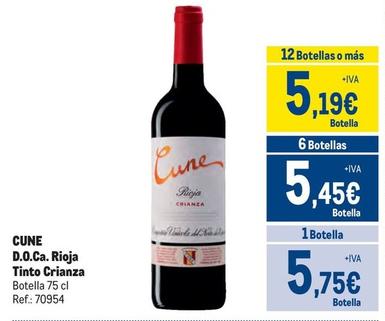 Oferta de Cune - D.O.Ca Rioja Tinto Crianza por 5,75€ en Makro