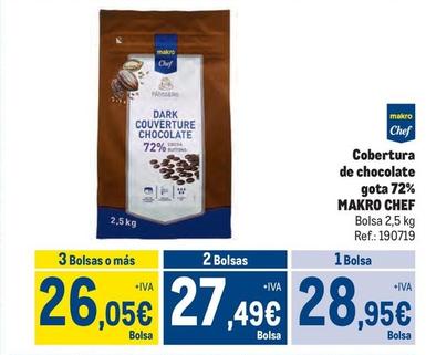 Oferta de Makro Chef - Cobertura De Chocolate Gota 72% por 28,95€ en Makro