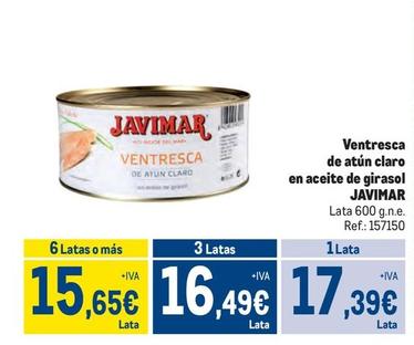 Oferta de Javimar - Ventresca De Atún Claro En Aceite De Girasol por 17,39€ en Makro