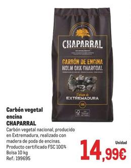 Oferta de Chaparral - Carbón Vegetal Nacional por 14,99€ en Makro