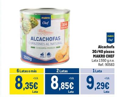 Oferta de Makro Chef - Alcachofa 30/40 Piezas  por 9,29€ en Makro