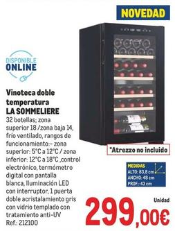Oferta de La Sommeliere - Vinoteca Doble Temperatura  por 299€ en Makro
