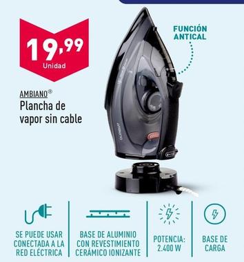 Oferta de Ambiano - Plancha De Vapor Sin Cable por 19,99€ en ALDI