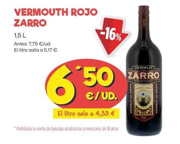 Oferta de Zarro - Vermouth Rojo  por 6,5€ en Ahorramas