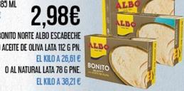 Oferta de Albo - Bonito Norte Escabeche O Aceite De Oliva por 2,98€ en Claudio