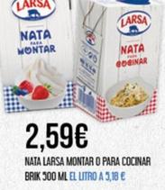 Oferta de Larsa - Nata Larsa Montar o Para Cocinar por 2,59€ en Claudio