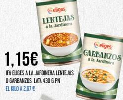 Oferta de Ifa Eliges - A La Jardinera Lentejas O Garbanzos por 1,15€ en Claudio
