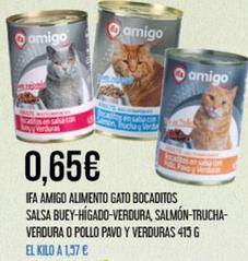 Oferta de Ifa Amigo - Alimento Gato Bocaditos Salsa Buey-Hígado-Verdura por 0,65€ en Claudio
