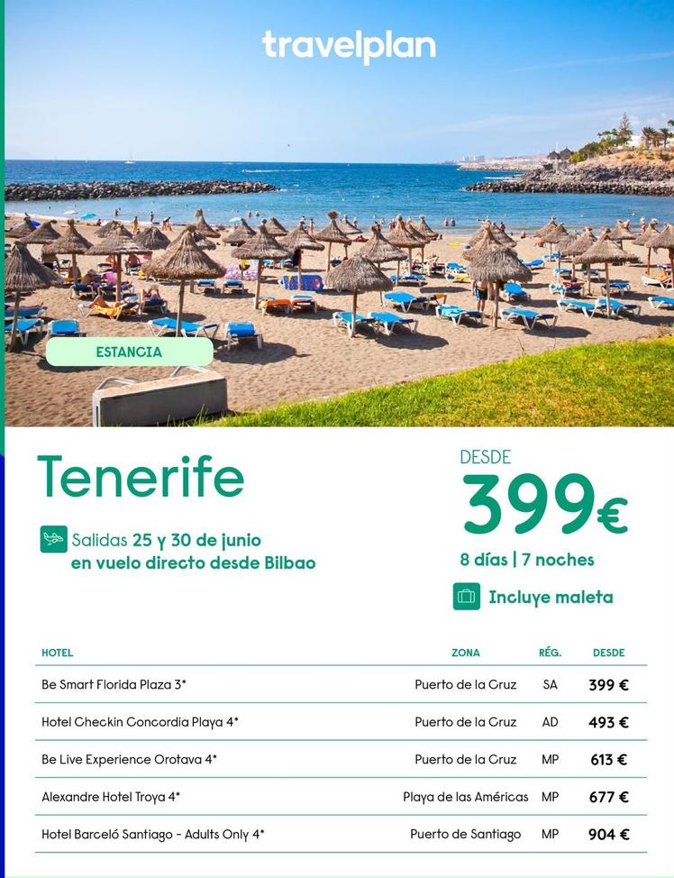 Oferta de Viajes a Tenerife por 399€ en Travelplan