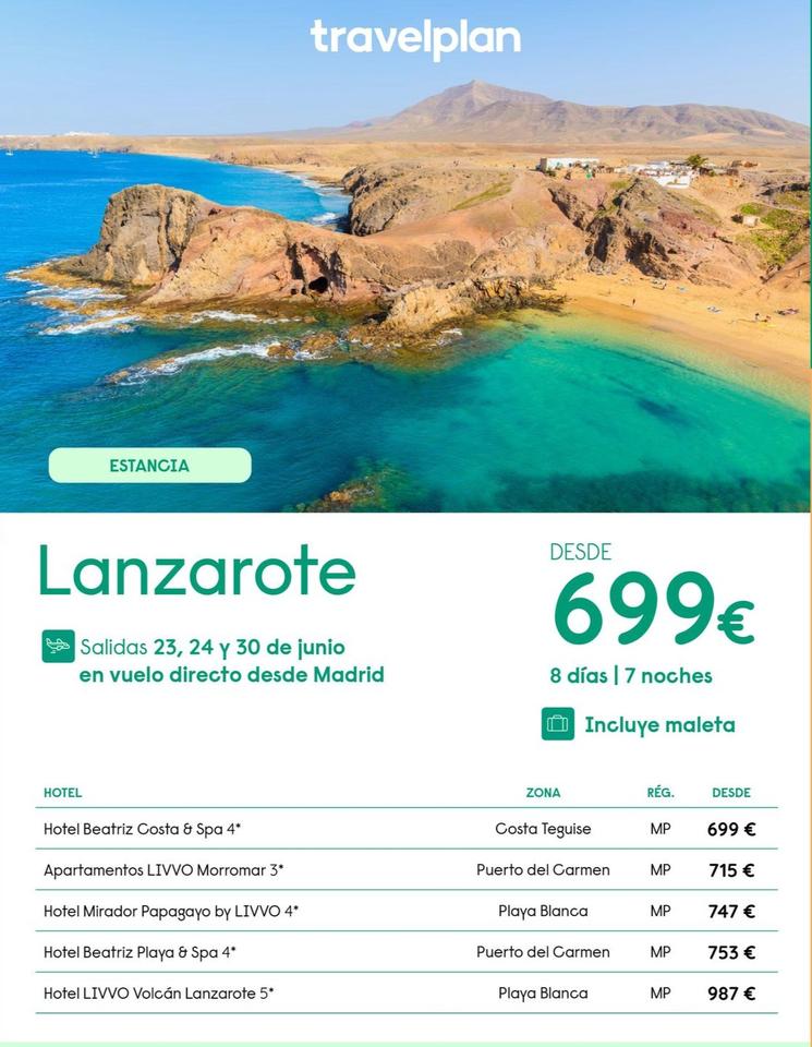 Oferta de Viajes a Lanzarote por 699€ en Travelplan