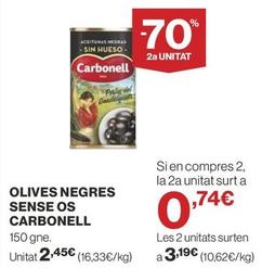 Oferta de Carbonell - Olives Negres Sense Os por 2,45€ en Supercor Exprés