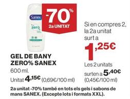 Oferta de Sanex - Gel De Bany Zero% por 4,15€ en Supercor Exprés
