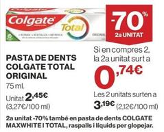 Oferta de Colgate - Pasta De Dents Total Original por 2,45€ en Supercor Exprés