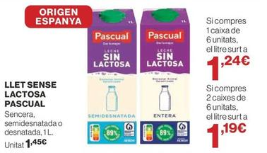 Oferta de Pascual - Llet Sense Lactosa por 1,45€ en Supercor Exprés