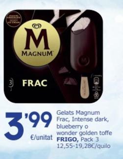 Oferta de Algida - Gelats Magnum Frac, Intense Dark, Blueberry O Wonder Golden Toffe por 3,99€ en SPAR Fragadis