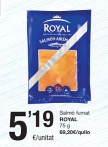 Oferta de Royal - Salmó Fumat por 5,19€ en SPAR Fragadis