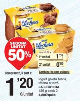 Oferta de La Lechera - Logurt Galeta Maria, Tofona O Torro por 1,59€ en SPAR Fragadis