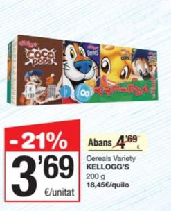 Oferta de Kellogg's - Cereales Vanety  por 3,69€ en SPAR Fragadis