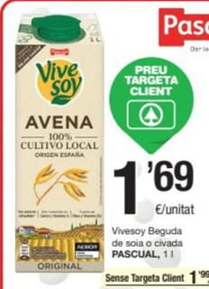 Oferta de Pascual - Vivesoy Beguda De Soia O Civada por 1,99€ en SPAR Fragadis