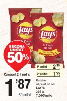 Oferta de Lay's - Patates Al Punt De Sal por 2,49€ en SPAR Fragadis