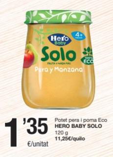 Oferta de Hero Baby - Potet Pera I Poma Eco Solo por 1,35€ en SPAR Fragadis