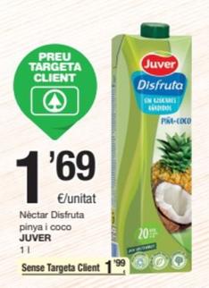 Oferta de Juver - Nectar Disfruta Pinya I Coco por 1,69€ en SPAR Fragadis