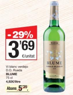 Oferta de Blume - Vi Blanc Verdejo D.O. Rueda por 3,69€ en SPAR Fragadis