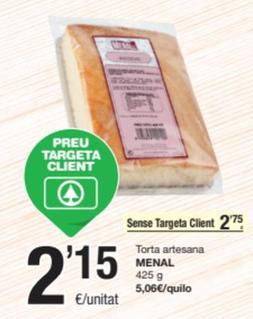 Oferta de MENAL - Torta Artesana por 2,15€ en SPAR Fragadis