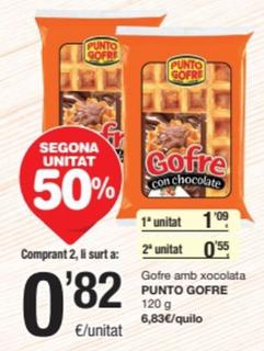 Oferta de GOFRE SEGONA - Gofre Amb Xocolata por 1,09€ en SPAR Fragadis