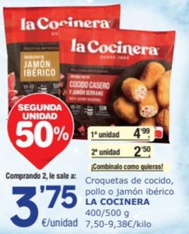 Oferta de La Cocinera - Croquetas De Cocido Pollo O Jamón Ibérico por 4,99€ en SPAR Fragadis
