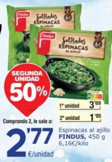 Oferta de Findus - Espinacas Al Ajillo por 3,69€ en SPAR Fragadis